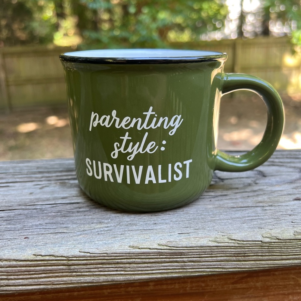 THRESHOLD Green "Parenting Style: Survivalist" Stoneware Coffee Mug - Picture 1 of 5